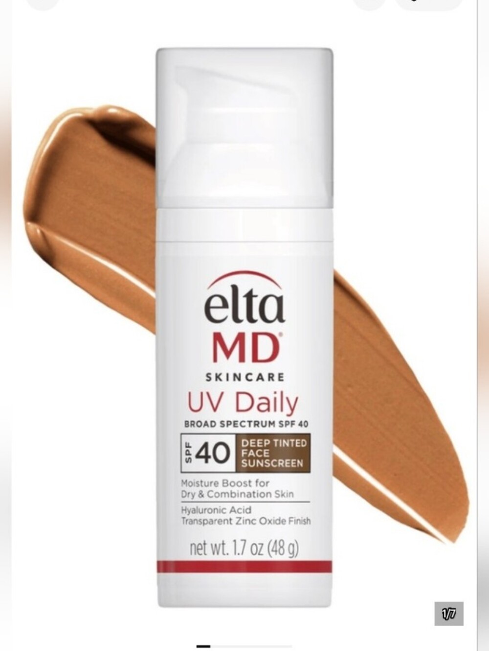 Exp 04/26 EltaMD UV Daily SPF 40 Deep Tinted Face Sunscreen 1.7 Oz Full Size